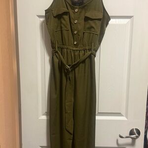 The Girls Khaki Green Sleeveless Jumpsuit